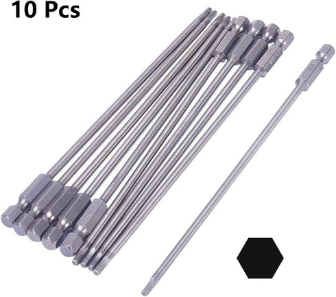 Utoolmart H4 Magnetic Hex Head Screwdriver Bits, 1/4 Inch Hex Shank, 150mm Length S2 Power Tools (10Pcs)