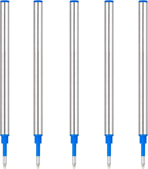 DunBong Rollerball Pen Refills Pack of 5, Fine Point 0.5mm Red Ink Replaceable Ballpoint Pen Refills (Blue)