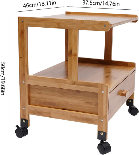SHIPUNAYE 2 Printer Stand, Tier Small Printer Stand with Rolling Wheel, Heavy Duty Mobile Machine Cart with Organizer