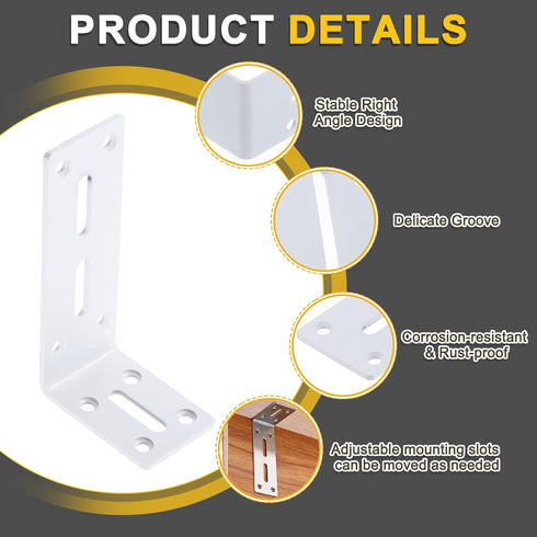 4Pcs 60 120 40mm uxcell Adjustable L-Shape Corner Brace, x x l Corner Brace Slotted Joint Right Angle Bracket