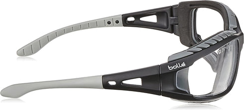 Boll Safety Tracker Safety Eyewear, 253-TR-40085, Black/Gray Polycarbonate + TPE Full Frame, Clear Lens