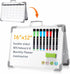 Small Double Sided Magnetic Dry Erase Board with Calendar - Portable Folding Whiteboard for Desktop, Monthly Schedule