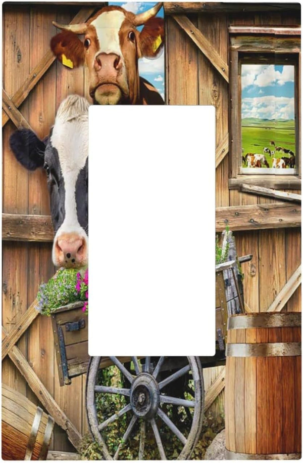 Farm Cow Single Rocker Light Switch Cover, Decorative Wall Plate for Farmhouse Country Home Decor