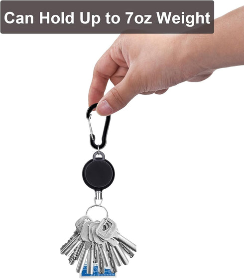 Retractable Keychain 2 Pack Heavy Duty Key Fob Badge Reel Holder with Multitool Carabiner Clip for ID Holders