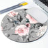 Round Mousepad - Spring Flowers and Leaves, Gray and Pink Roses Floral Mouse Mat for Office