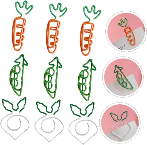 STOBOK 9pcs Carrot Paperclip, Fun Cartoon Paper Clips, Decorative Small Binder Clips, Mini Paper Fruit Decor