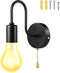 OSALADI Vintage Pull Chain Wall Sconce Light Fixture, Battery Operated Wall Lamp