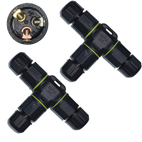 3 Way 3Pin Junction Box IP68 Waterproof, Ideal for 4.5mm-10mm Outdoor Cable, Used for Landscape Lights, Car Decoration