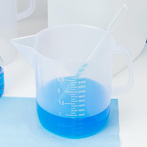Globe Scientific 601159-1 Polypropylene Beaker with Handle, Molded Graduations, 3000mL Capacity