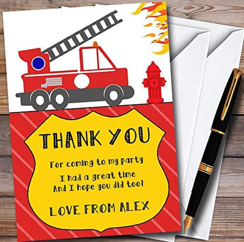 The Card Zoo Fire Truck Fire Engine Personalized Childrens Birthday Party Thank You Cards
