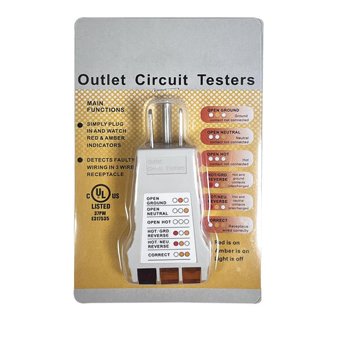 SK300 Outlet Circuit Testers, 3-Wire Receptacle for 125VAC Circuits, Detect Improper Wiring Conditions