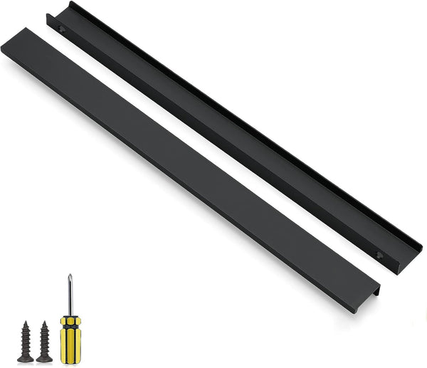 Ravinte 6 Pack Finger Pulls for Cabinets 400mm/15.75" Length Black Edge Pulls