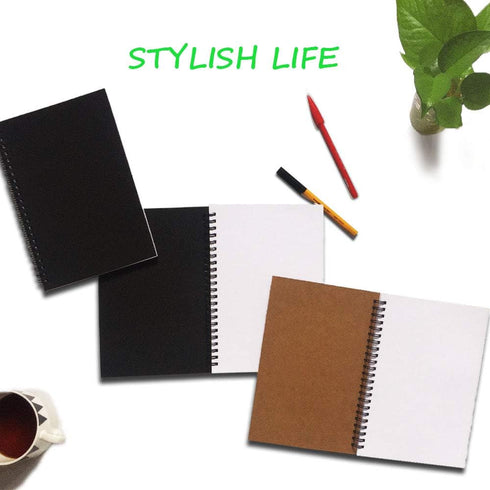 Spiral Notebook, College Ruled, Thick Paper 1 Subject, 3 Pack, 60 Sheets, 6''*8'' (Line, Black)