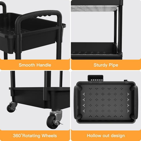 4 Tier Rolling Utility Cart with Handle,REBECAT Utility Cart Made of Multifunctional Storage Organizer Tool