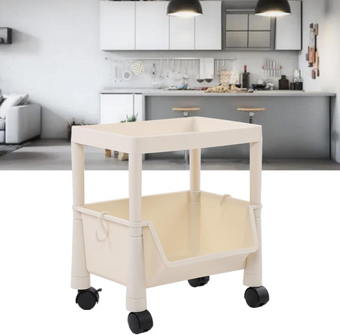 Compact Rolling Cart, Movable Storage Organizer, Mobile Utility Cart Kitchen Under Desk Cart with Caster Wheels, Multi