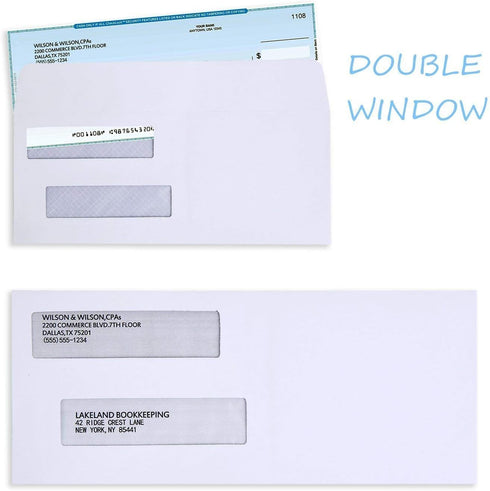 Ohuhu 500 Pack #8 Self Seal Double Window Tinted Security Envelopes for Quickbooks Check, Business Documents