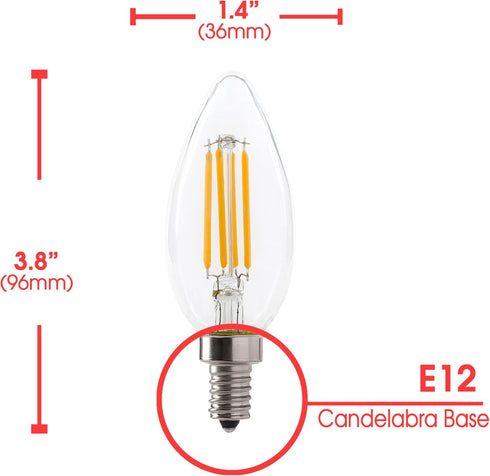 Xtricity B11 LED Bulb with E12 Base, 3.5W Torpedo Filament Chandelier Bulb, 40W Equivalent, 300 Lumens, Soft White