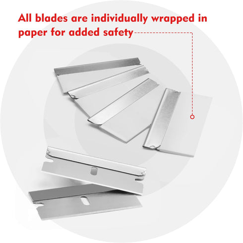 100-Pack WORKPRO Single Razor Edge Blades, Industrial Scraper Razor Blades, High Carbon Steel One Edge Razor Blades