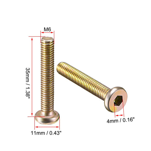 uxcell M6x35mm Furniture Bolt Hex Socket Drive Round Head Screws, 20pcs