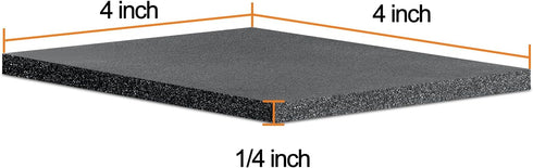 Premium Self-Adhesive Foam Padding Sheet, 4" x 4" x 1/4", 8PCS Neoprene Rubber for Crafts and Floor Protection
