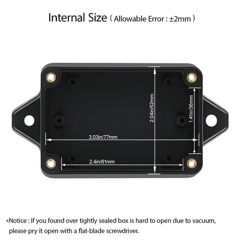 Junction Box Waterproof IP65 ABS Plastic Electric Project Enclosure Black with Fixed Ear (Pack of 2) 3.26"x 2.28"x 1.29"