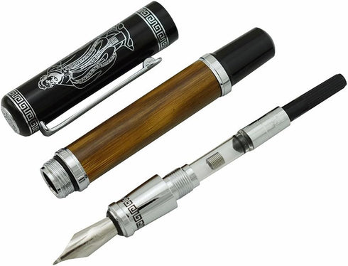 Lanxivi Duke 551 Confucius Fude Nib Fountain Pen, Bent Nib Natural Bamboo Medium to Broad for Calligraphy