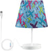 ALAZA Table Lamp Cute Airplane Teal Blue Bedside Lamp for Bedroom LED