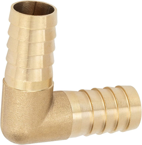 Yoebor Brass Hose Barb Fitting 90 Degree Elbow, 5/8" Barbed (Pack of 2) for Fuel/Air/Water
