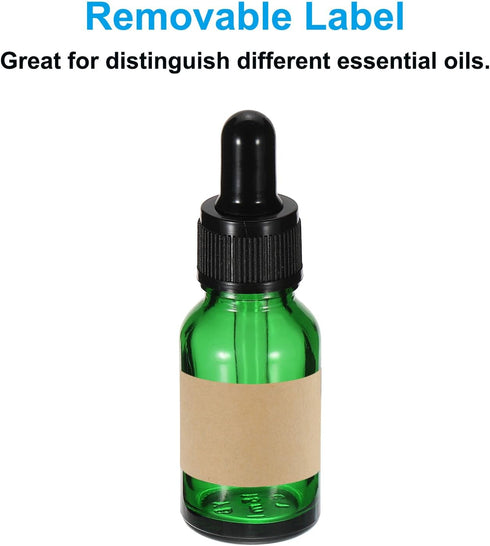 PATIKIL 15ml Glass Dropper Bottle, 2Pcs Leakproof Essential Oils Sample Container with Eye Dropper & 6 Labels