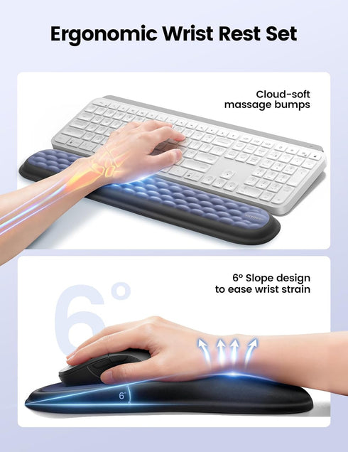 meatanty Set, Keyboard and Mouse Wrist Rest Ergonomic Wrist Pad Support, Computer Hand Palm Rest Combo, Memory Foam