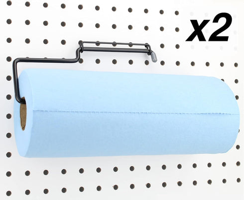 RightArrange 2-Pack Pegboard Paper Towel Holder, Steel, Black - Hooks to Any Peg Board, Organization Accessory for Home