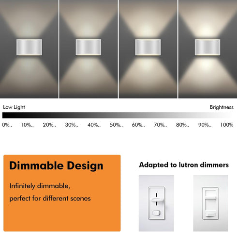 Set Light,Aluminum,Hardwired,Dimmable, 3000K, 1400Lm Wall Sconces of Two | Modern LED Indoor Wall Lights,Up and Down