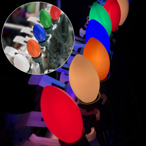 C9 25FT 27 0.6W Bulbs(2 SUNSGNE LED Christmas Lights Outdoor Multicolor String Lights with LED Plastic Spare) for Patio
