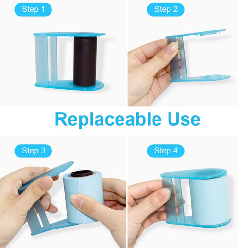 VANZAVANZU Self-Stick Full Adhesive Roll Sticky Notes with Tape Dispenser, 2 Tape Holders + 4 Replaceable Rolls, 4