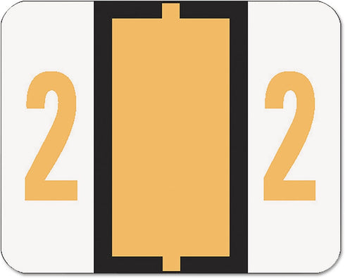 Smead BCCRN Bar-Style Color-Coded Numeric Label, 2, Light Orange, 500 Labels per Roll (67372)