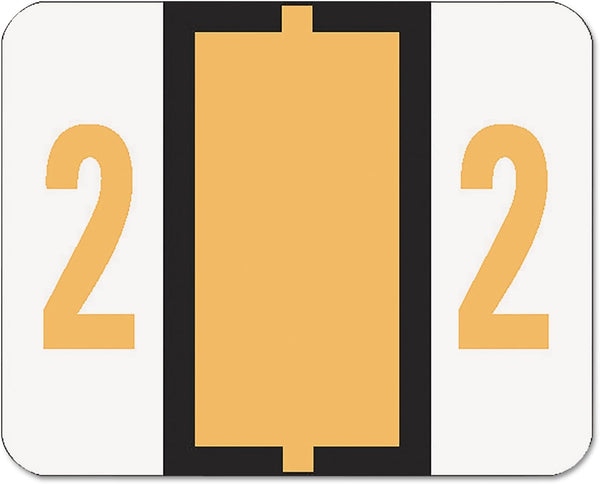Smead BCCRN Bar-Style Color-Coded Numeric Label, 2, Light Orange, 500 Labels per Roll (67372)