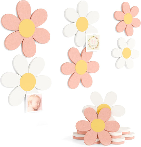 Fluxynara 6 PCS Daisy Felt Flower Wall Decor, Daisy Bulletin Board for