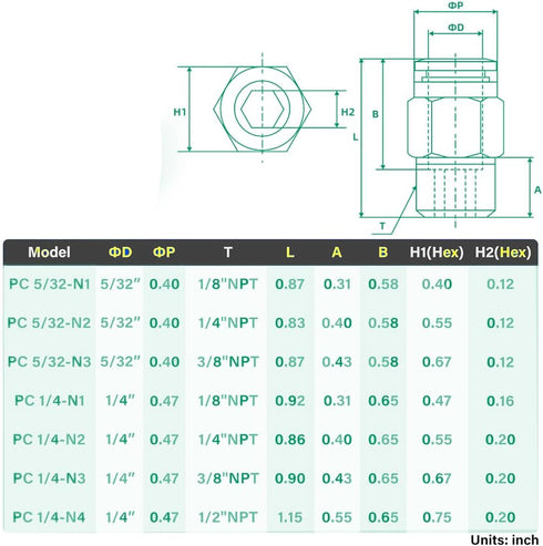 3/8" Od 1/4" Npt Air Union Male Push-To-Connect Fittings, Straight Nickel-Plated Brass Connectors (5 Pack)