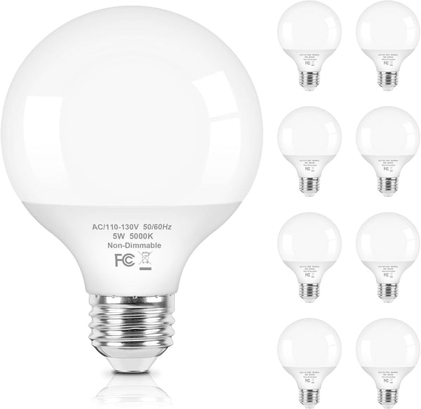 Brightever G25 Globe Light Bulbs 60 Watt, 5W 5000K Daylight White LED