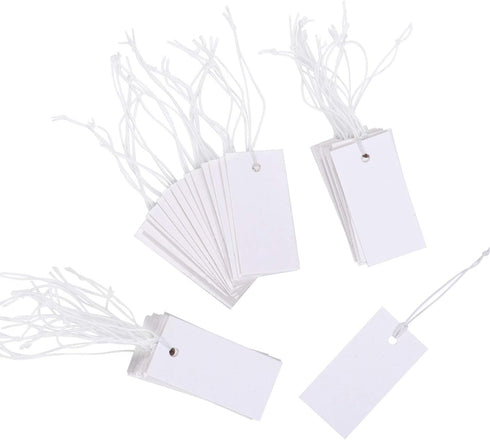 Shappy 300 Pcs White Price Display Tags, 0.8 x 1.58 Inches, Marking Labels with Elastic String