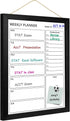 Dry Erase White Board & Weekly Calendar Board, Magnetic Whiteboard for Wall, 13“x17" Solid Wood Black Framed Message