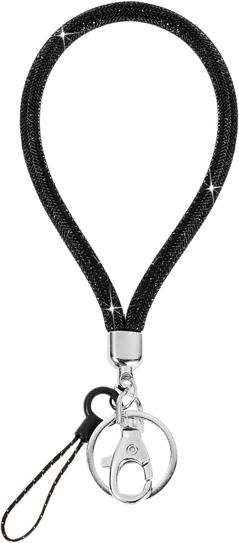 Keychain Wristlet Lanyard for Women, Bling Lanyard for Key Ring, Cute Car Keychain Holder