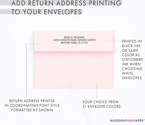 Modern Pink Paper Funeral Thank You Notes with Message Inside, FLAT Sympathy Acknowledgement Cards & Envelopes