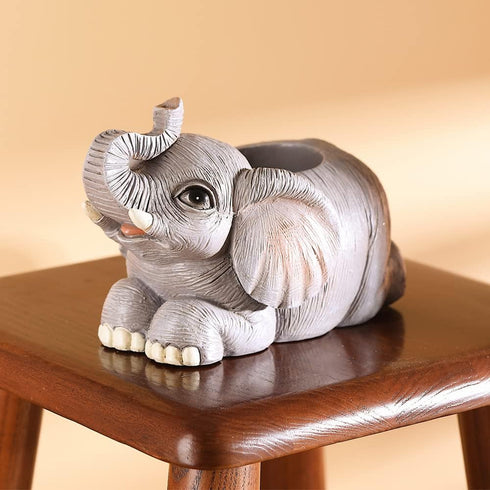 Elephant Pen Pencil Holder, Cute Desk Organizers Animal Ornament, Makeup Brush Holder Home Office Desk Supplies Organizer by Arola