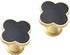 HUHUIAOH 2 Pack Four-Leaf Clover Leather Handle Gold Brass Leather Handle Single Hole Wardrobe Dresser Bedroom Bedside