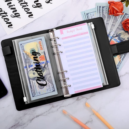 SKYDUE Money Saving Binder with Zipper Envelopes and Budget Sheets