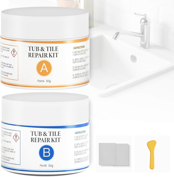VERNY Tub Repair Kit, 3.7oz Acrylic Wall Repair for Cracked Bathtub, Toilet, Sink, Grey