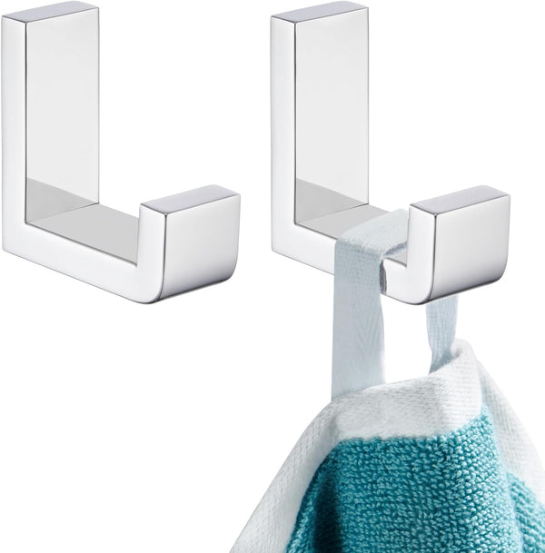 APLusee Polished Chrome Towel Hook 2 Pack, 304 Stainless Steel Wall Mounted Robe Hook