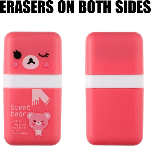 Outus 16 PCS Cute Animal Roller Erasers, Pencil Eraser Shaving Roller Case for School Supplies