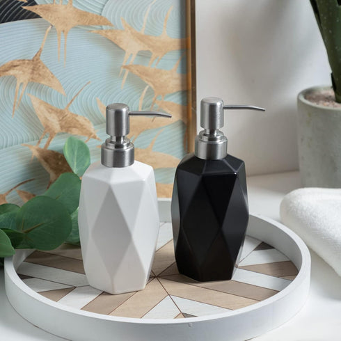 FE Soap Dispenser, 13.5oz Ceramic Bathroom Soap Dispenser with 304 Stainless Steel Pump, Decorative Liquid Hand Soap